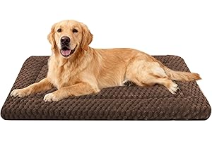 Dog Bed Crate Mat, Soft Durable Washable Anti-Slip Kennel Pad for Dogs & Cats, Reversible (Dark Brown, L(35"*23"*1.5"))