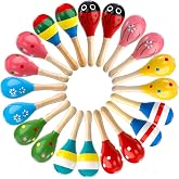 Hedume 20 Pack Mini Wooden Festival Maracas, Kids Baby Rattles Egg Shaker, Shaker Sand Hammer Toy Noisemaker for Party Favors, Musical Fun, Birthday Parties, Carnivals