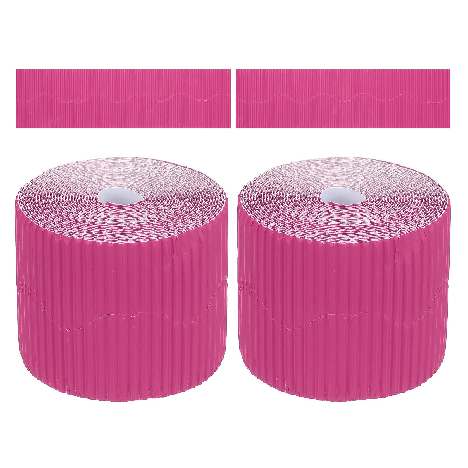 PATIKIL 3.9inch x 78.7ft Bulletin Board Border, Scalloped Trim Paper Corrugated Decorate Border for Locker Classroom Decor Black White Cork Poster Boards, Rose Red (1mm)