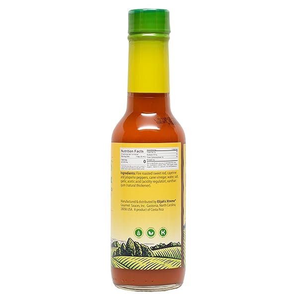 ELIJAH’S XTREME ORIGINAL ROASTED PEPPER HOT SAUCE, MADE WITH FIRE ROASTED CAYENNE & JALAPEÑO PEPPERS, MILD HOT SAUCE, ALL NATURAL, GLUTEN FREE, VEGAN, KETO, (5OZ BOTTLE)