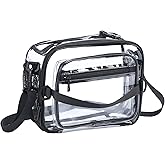 See Through Lunch Box, Clear Lunch Bag for Women - Double Pocket with Tote buckle Handle Transparent See through Plastic Correctional Officer (11x9x6 inches) black