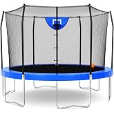 Skywalker Trampoline Outdoor 8 FT, 12 FT, 15 FT Jump N&rsquo; Dunk Round Outdoor Trampoline with Net, Trampoline Mat, and Basketball Hoop for Trampoline