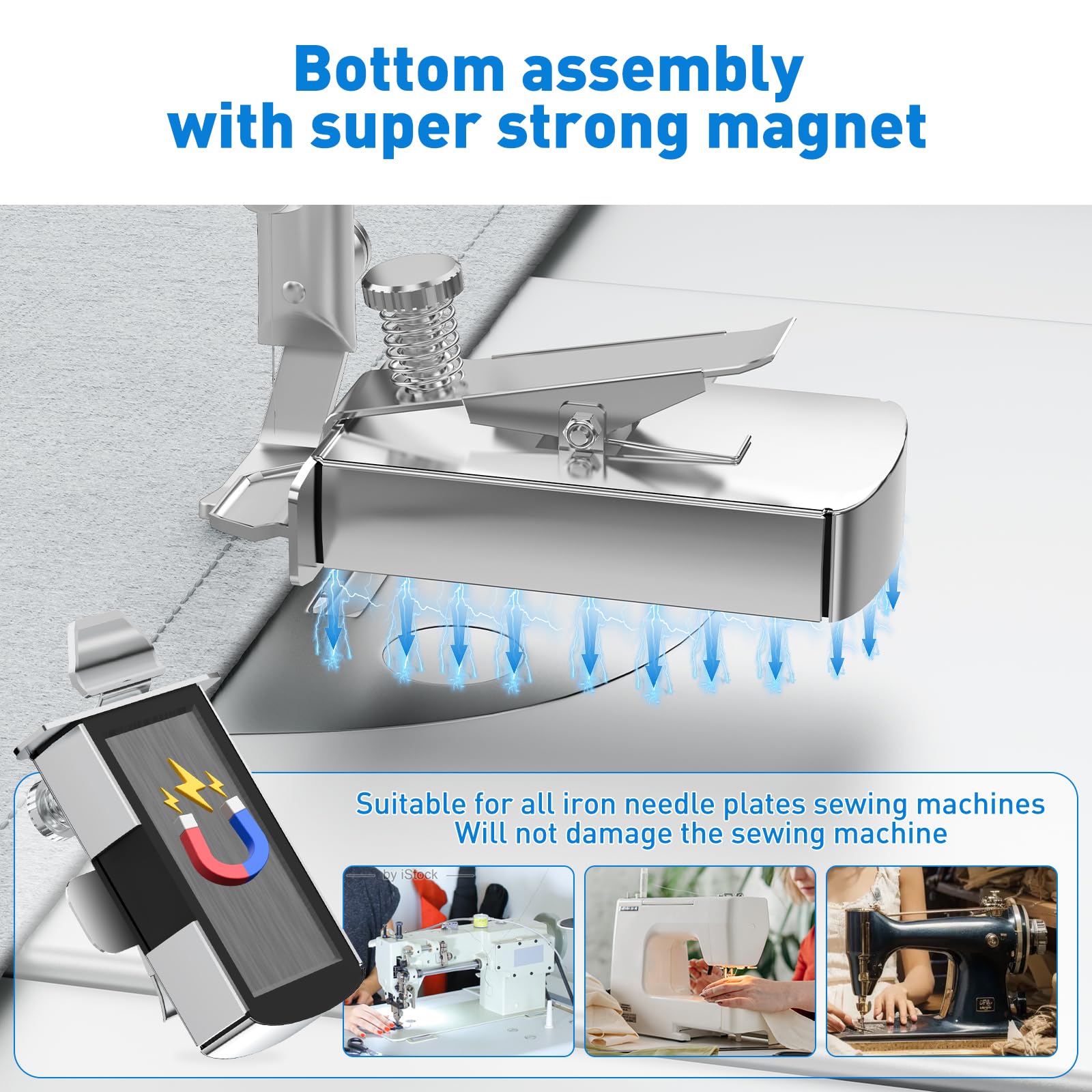 Armilem Magnetic Seam Guide for Sewing Machine, Multifucntional Clip-On Hem Guide - Universal Sewing & Quilting Supplies Accessories Tools