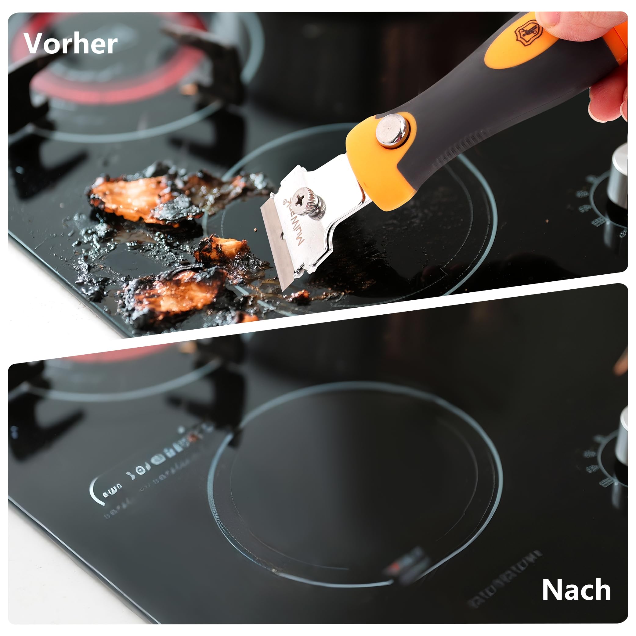 MulWark Profi-Schaber-Set mit 2 Teleskop-Griffen & 12 Klingen | Heavy-Duty Glas- und Farbschaber für Fenster, Ofenreinigung, Oberflächenvorbereitung 3