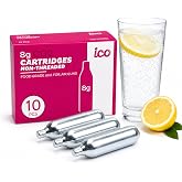 8 Gram CO2 Cartridges for Soda Siphon (10pcs) Food Grade, Non-Threaded | 8g CO2 Cartridges for Portable Soda Maker, Food-safe