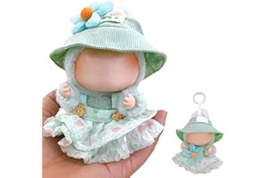ANPILAR Doll Clothes Outfits, 3-Pieces Clothes Set Accessories for 17cm Dolls Outfit - Fashion Costume Doll Accessories for Decoration + Cute Dress+Bucket Hat+Detachable Fabric Flower(No Doll)(Green)