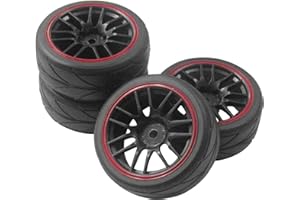 SHARE GOO ShareGoo 12mm Hex Wheel Rims & OD 2.59" Rubber Tires for RC 1/10 On-Road Touring Car