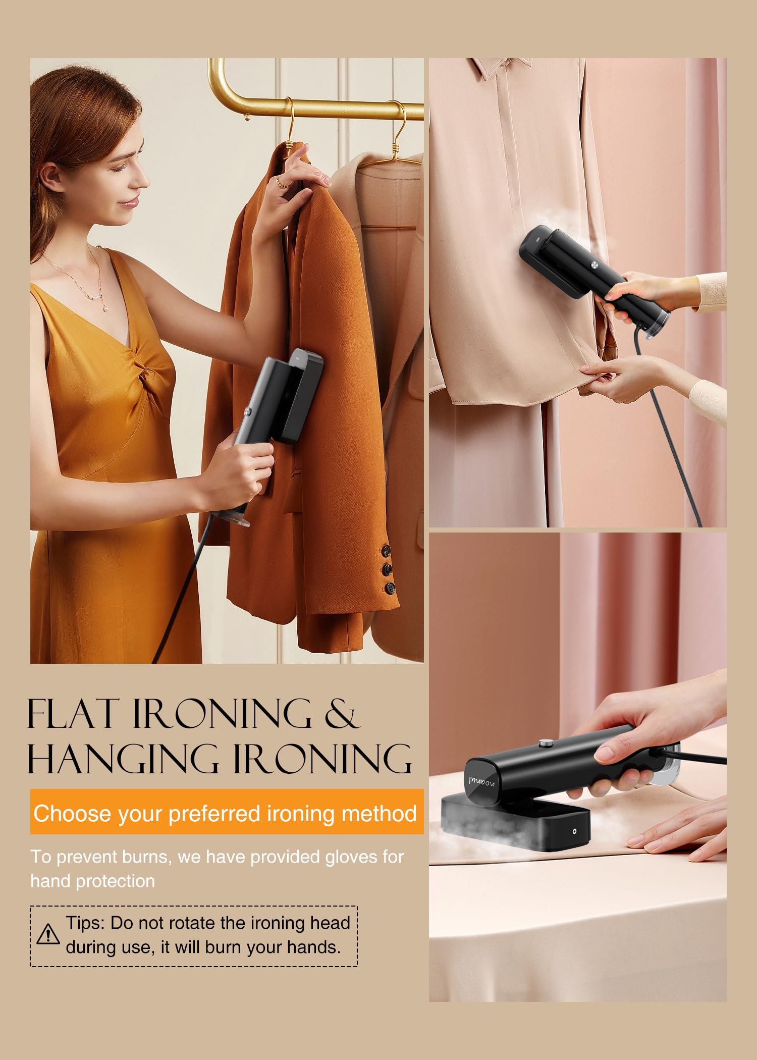 Portable Clothes Steamer, Fast Heat-Up Handheld Garment Steamer with 90ml Tank and Heat-Resistant Glove for Home, Office, and Travel