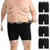 INNERSY Men's Big and Tall Boxer Briefs Breathable & Moisture-Wicking Underwear with Open Fly 4-Pack