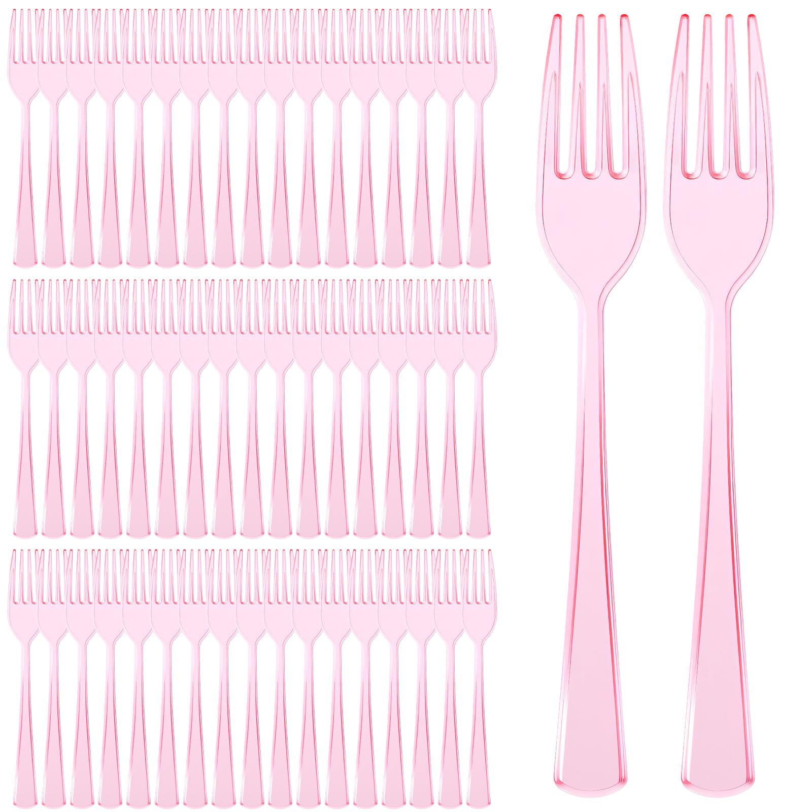 Photo 1 of 200 PCS Pink Plastic Forks Bulk, Heavy Weight Disposable Forks, 7.3 Inch Disposable Cutlery for Party, Picnics, Wedding, Holiday, Restaurant, Outdoor Events