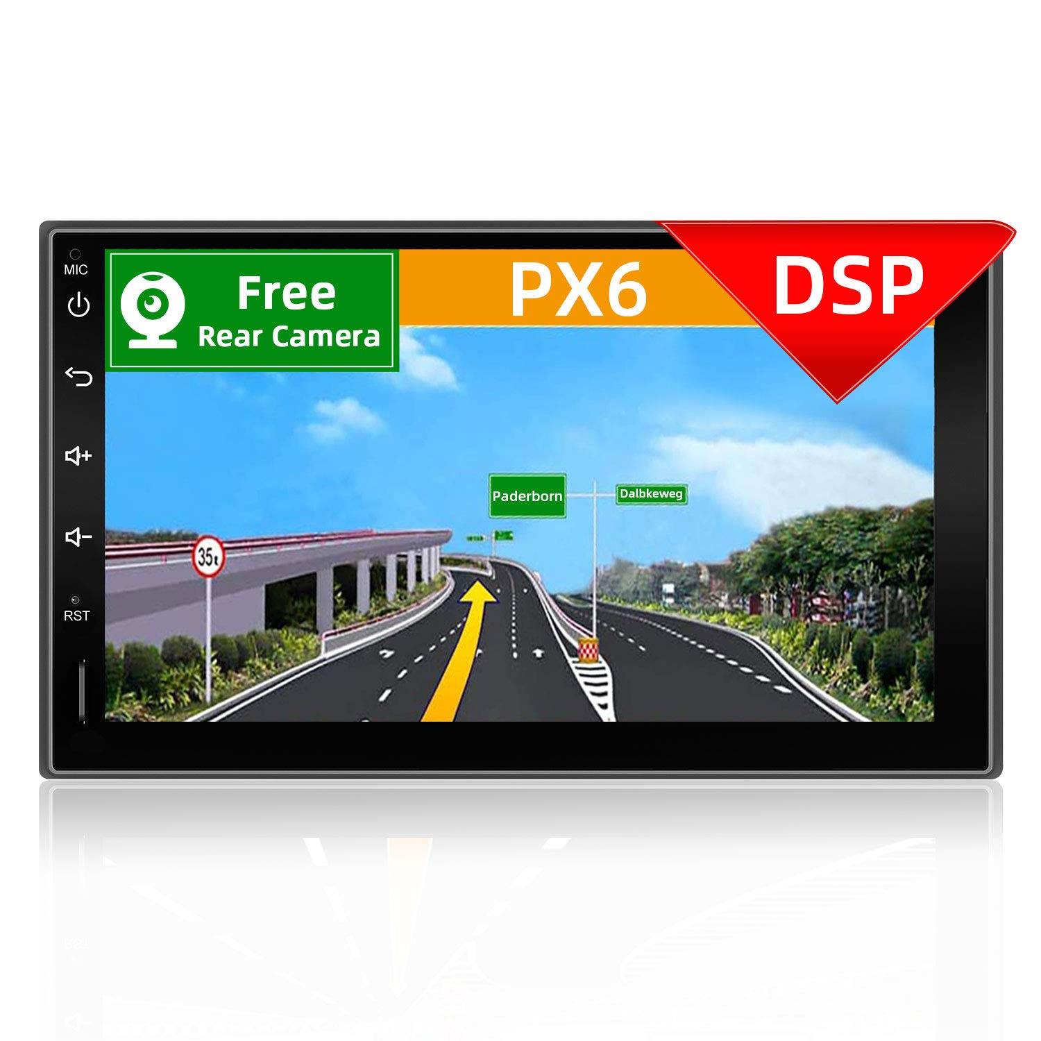 YUNTX [PX6+DSP] Android 10 Universal Car Stereo - [4G+64G] - GPS 2 Din - Head Unit with Free Rear Camera- Support DAB/Steering wheel control / 4G / WiFi/Bluetooth 5.0 / Mirrorlink