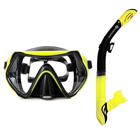 Sportastisch TOP-Design¹ Schnorchelset „Barracuda“ mit Taucherbrille, Trockenschnorchel und Tragetasche | Temperglas | mit An