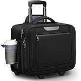 Ytonet Rolling Laptop Bag, Rolling Briefcase for Men Women with Cup Holder, 17.3'' Carry On Water Resistant Laptop Bag with Wheels, Overnight Roller Computer Bag for Work Travel Business College