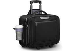 Ytonet Rolling Laptop Bag, Rolling Briefcase for Men Women with Cup Holder, 17.3'' Carry On Water Resistant Laptop Bag with Wheels, Overnight Roller Computer Bag for Work Travel Business College