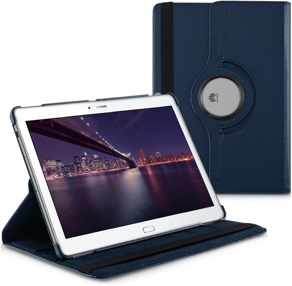 kwmobileRotating Case Compatible with Huawei MediaPad M2 10.0 - Case PU Leather Tablet Cover with Stand - Dark Blue