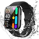 Holiday Smart Watch for Men Women, 1.8" Full Touch Screen Fitness Tracker with Heart Rate SpO2 Sleep Monitor, 100+ Sports 5ATM Waterproof Swim Smartwatch for Android iOS Phones (Black, 1.8")