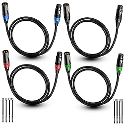AQOOL XLR Cables 3ft 4 Packs, Standard XLR Male to
