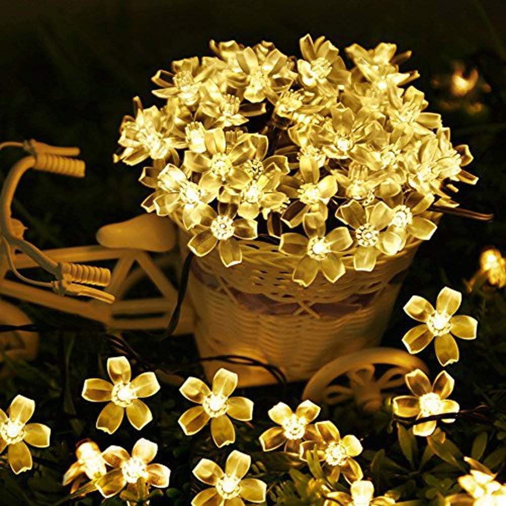 RaajaOutlets 40Led Cherry Blossom Flower Fairy String Lights (40L-Warm-White,Corded Electric,Plastic),6 meters