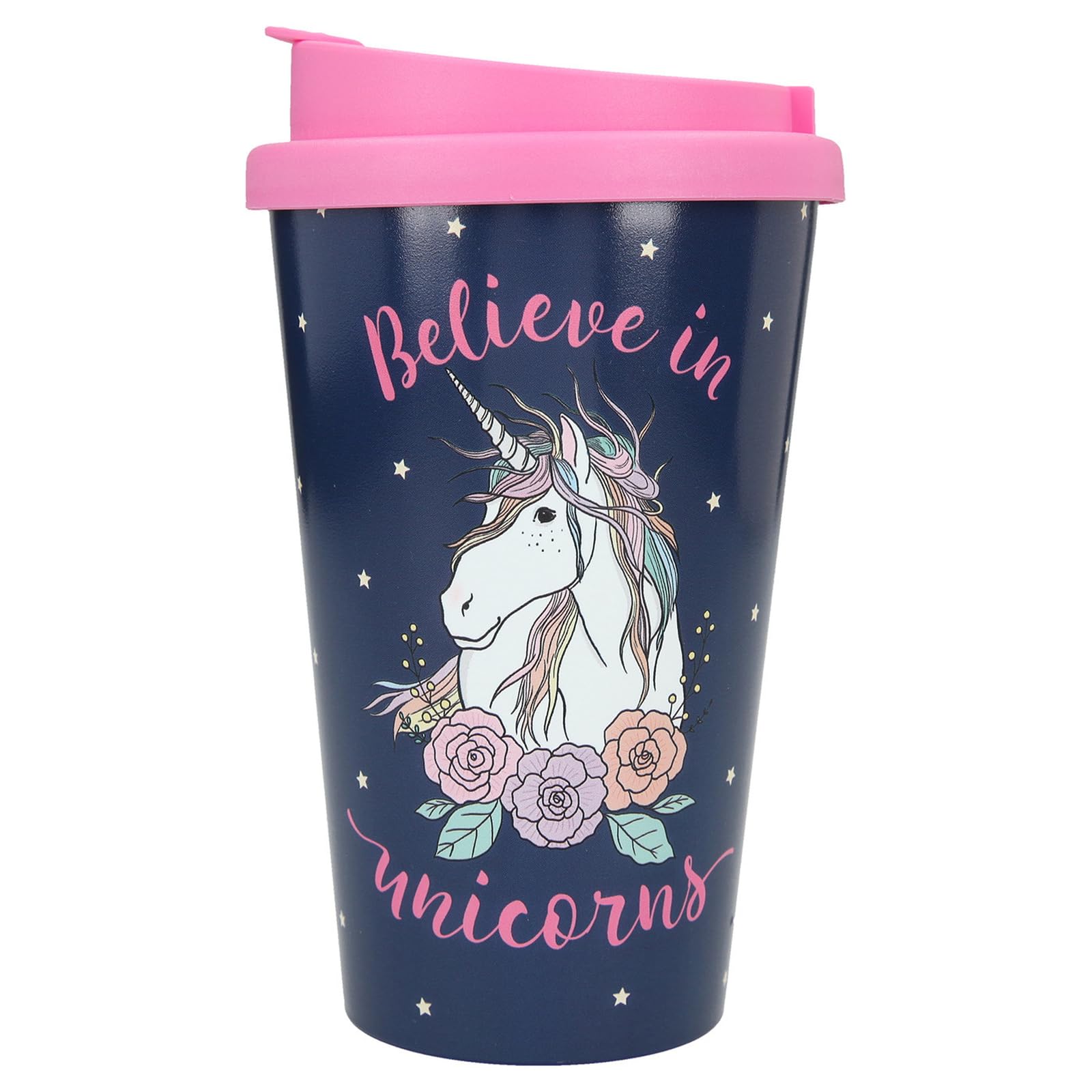 Depesche 2180.009 to-Go Mug 350 ml Plastic with Saying Believe in Unicorns Multicoloured
