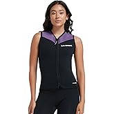 Lemorecn Wetsuit Top Women, 3mm Sleeveless Neoprene Wet Suit Tops Jacket Front Zip Diving Vest for Water Sports