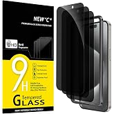 NEW'C for iPhone 15 Pro Max Privacy Screen Protector, Tool Included | 3 Pack, Black, Easy Installation Tool Included, Tempered Glass, Privacy 28&deg;, 9H Hardness, Scratch Resistant, Bubble Free
