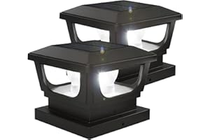 BRIGHTICONIC Solar Post Cap Lights Outdoor for 4x4, 3x3 – Auto On/Off Post Lights Solar Powered - Easy Install, IP65 Waterproof Deck & Fence Lights – Efficient 1500mAh Battery – 120 Lumen, Warm White 3000K