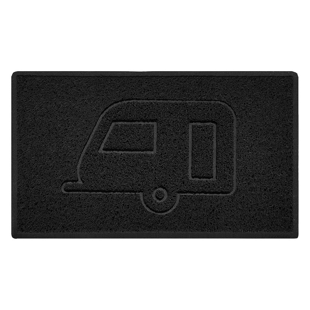 Nicoman CARAVAN Embossed Shape Door Mat Dirt-Trapper Washable Barrier Doormat-(Use Indoor or Sheltered Outdoor)-(75x44cm/29.5x17.3inches,Medium) Black