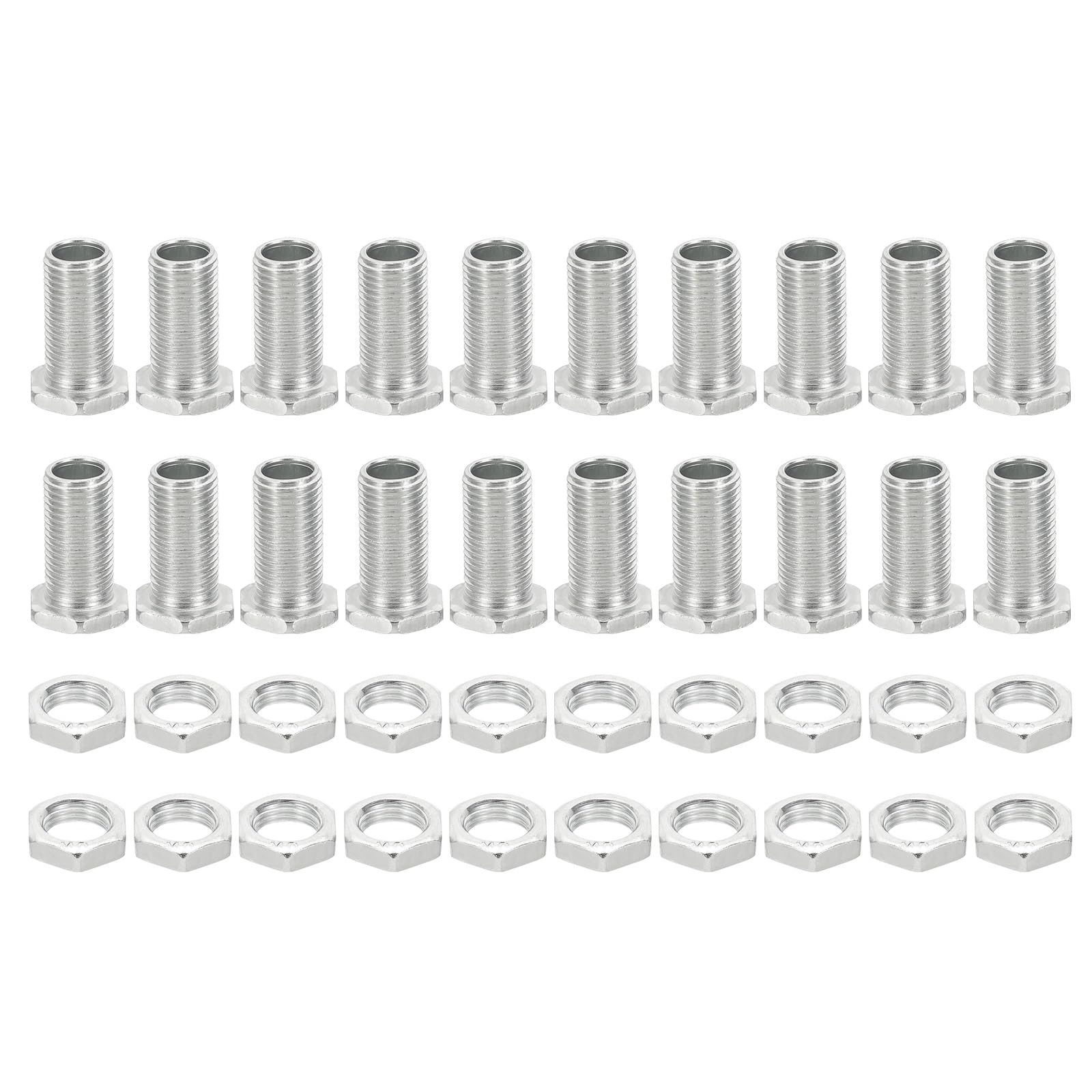 PATIKIL M10x22mm Hex Bolts and Nuts Kit, 20 Set Fine Thread Hollow Screws Assortment Hexagon Head Screw Through Hole Bolt Chandelier Fasteners