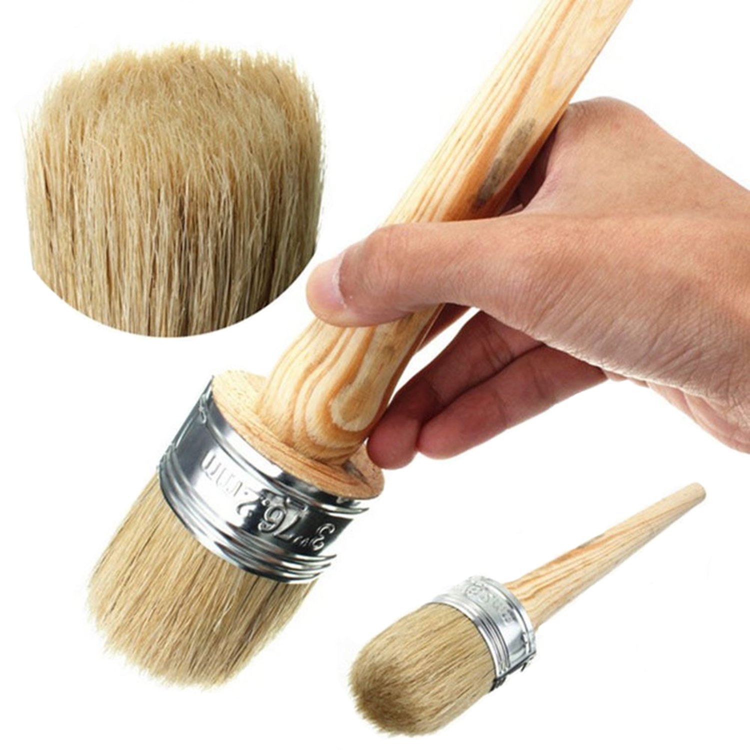Chalk Paint Wax Brush for Painting or Waxing, Natural Bristle Round Paint Brushes, Perfect for Furniture, Stencils, Home Decor, Wood