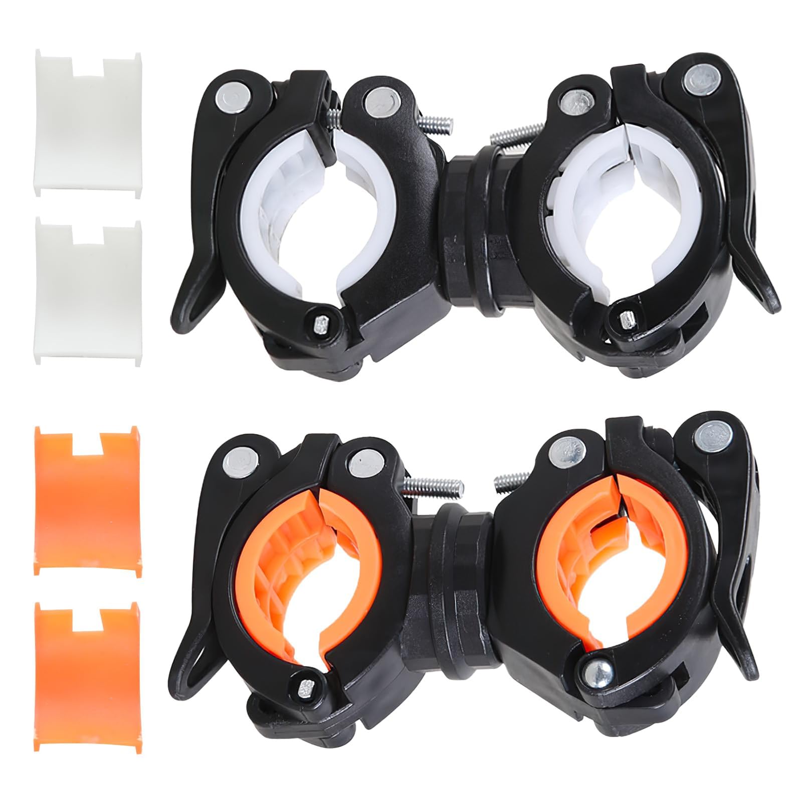 Wheelchair Walking Stick Rack Universal Walking Stick Holder - 360° Rotatable Adjustable Cane Holder Clip set for Electric Mobility Scooters Elderly Walkers Crutch Holder Accessory (white, orange)