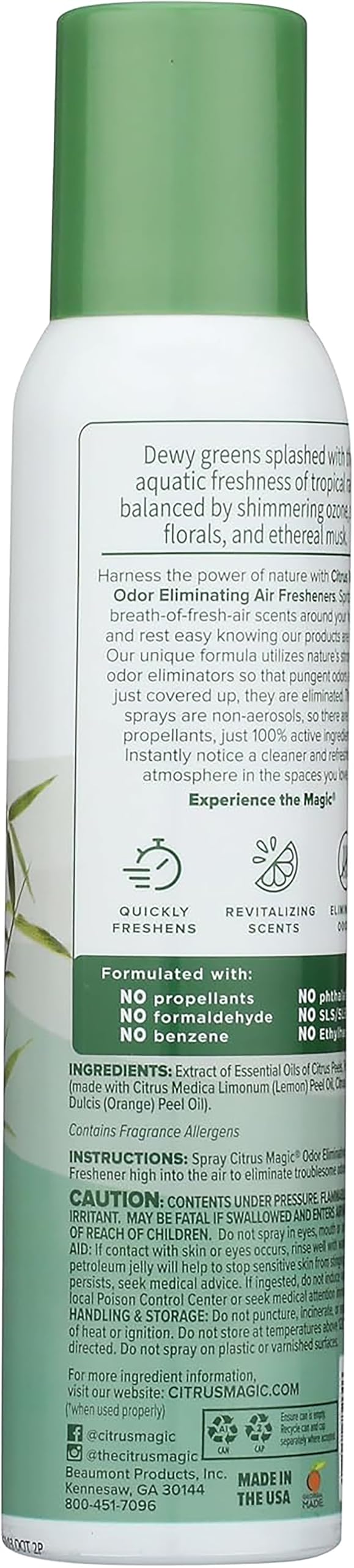 Citrus Magic Odor Eliminating Air Freshener Spray, Bamboo Rainforest, 3-Ounce, Pack of 3