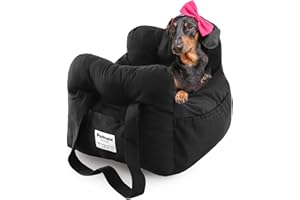PETNEX Dog Car Seat for Small Dogs, Portable Puppy Car Seat of Easy Installation, Fashionable Pet Carrier Bag with Large Pockets, Machine Washable Dog Booster Seat (Black)