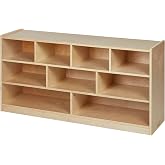 Back2School Express 9-Compartment Mobile Block Storage Cabinet, Natural | Durable Birch, GREENGUARD Gold Certified, 30 lb capacity, store blocks and toys, classroom furniture for school or home use