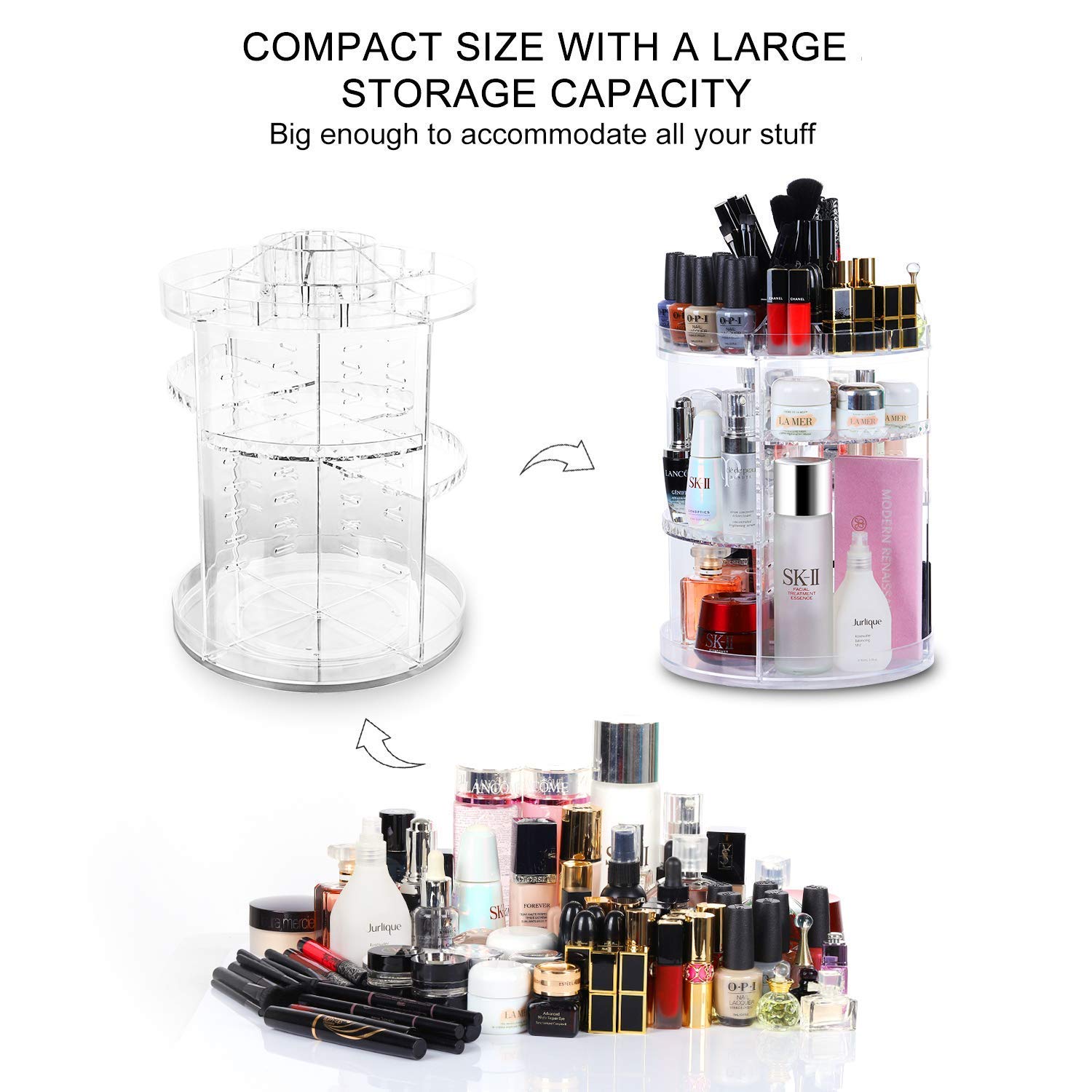 CECOLIC Organizador Maquillaje de 360 Grados, Almacenaje Cosmetica Almacenamiento Cosmético Estuche de Organizador Cajón de la Caja, Se Adapta a Las cremas, Pinceles, Barras de Labios