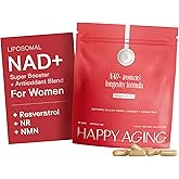 Happy Aging Essential Longevity Formula, NAD+ Super Booster with NR, NMNH & Liposomal β-NAD+, Organic Antioxidant Superfruit Blend for Cellular Energy, Skin Hydration & Daily Vitality, 30 Capsules