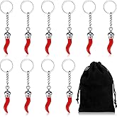 Remuuly 10 Pcs Italian Horn Keychain Italian Red Horn Charm Chili Pepper Keychain Souvenir for Car Mirror Accessories