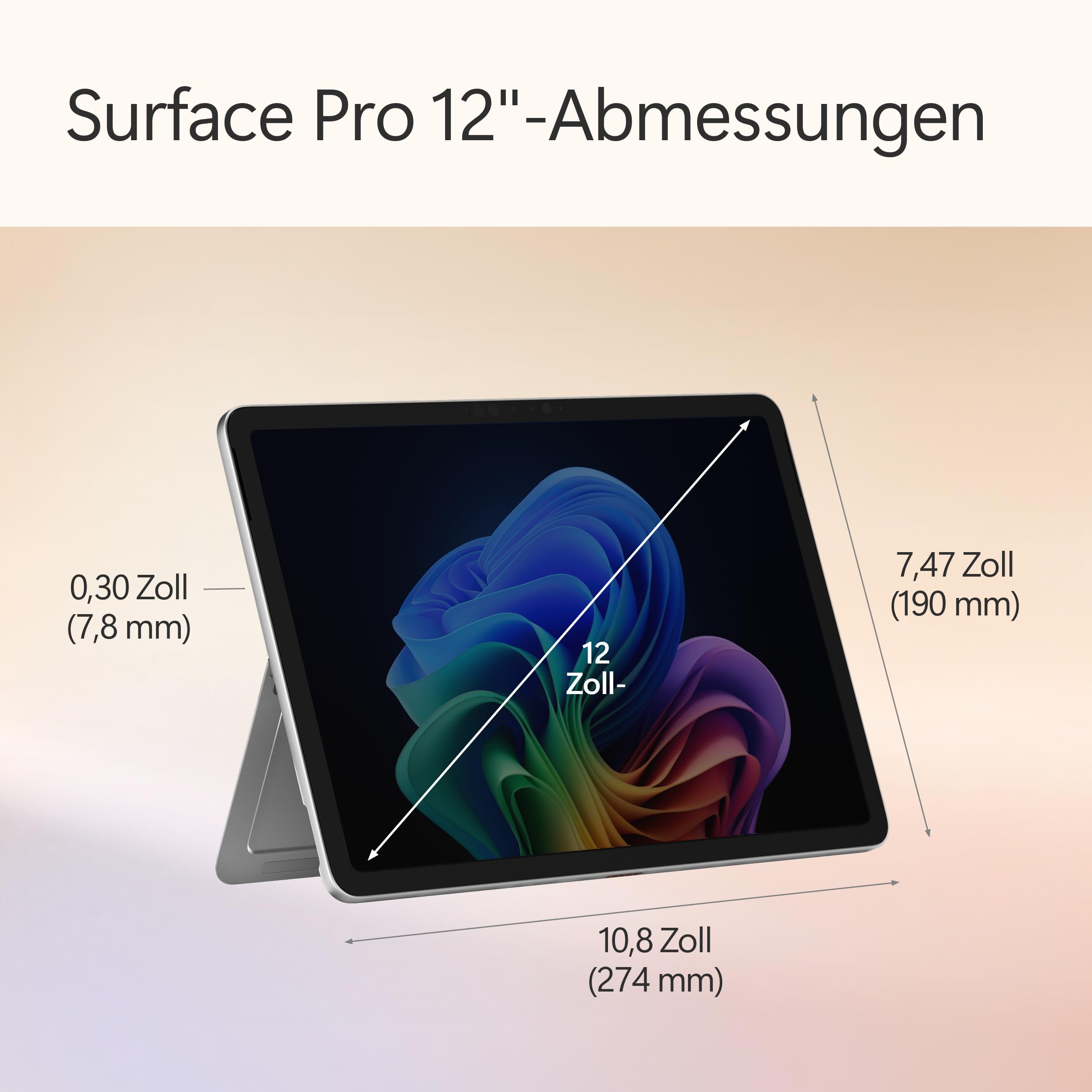 Microsoft Surface Pro | Copilot+ PC | 12” LCD Touchscreen | Snapdragon® X Plus | 16GB RAM | 256GB Speicher | Neuestes Modell | Platin