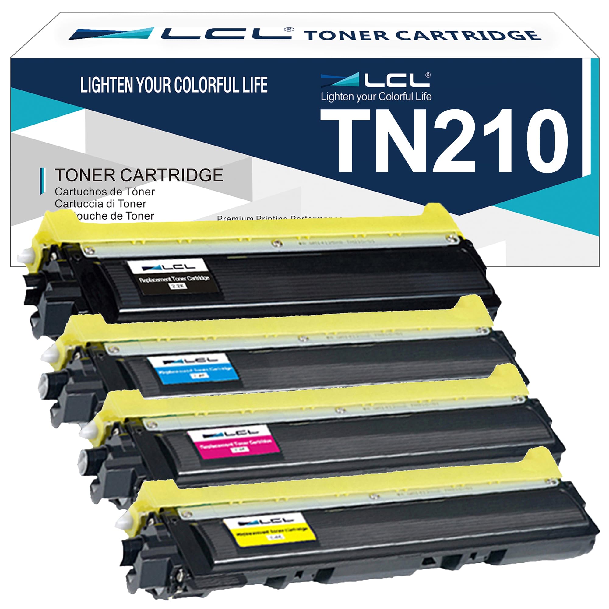 Photo 1 of LCL TN210 TN-210 Toner Cartridge Replacement for Brother TN210BK TN210C TN210M TN210Y for MFC-9125CN HL-3045CN HL-3040CN HL-3070CW HL-3075CW MFC-9010CN MFC-9120CW MFC-9320CW MFC-9325CW (KCMY)