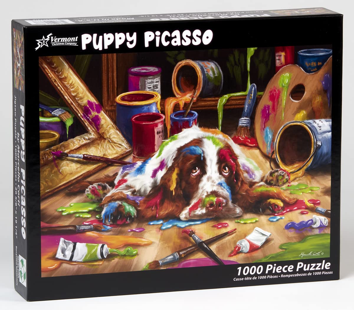 Vermont Christmas Company Puppy Picasso Jigsaw Puzzle 1000 Piece