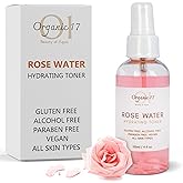 Rose Water Hydrating Toner Spray – Organic Aloe Vera & Hibiscus Face Mist, Alcohol Free & Dermatologist Tested for Sensitive & All Skin Types – 120ml