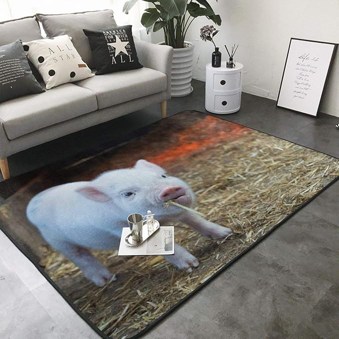 KasaBlaro Adorable Little Pig Print Area Rug Carpet