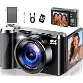 4K Digital Camera for Photography &amp; Travel, 56MP Autofocus Point and Shoot Camera with 3'' 180&deg; Flip Screen, 16X Zoom Compact Camera for Beginners, Content Creators, Teens (32GB Card)