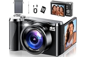 PLOOMEN 4K Digital Camera for Photography- 56MP Autofocus Vlogging Camera with 3" 180° Flip Screen, 16X Zoom, Flash- Digital Point and Shoot Camera for Travel & Home- Portable Gift for Teens & Beginners