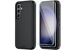 ONOLA for Samsung Galaxy S24 Case with HD Screen Protector [Not fit S24 Plus / S24 Ultra], for Samsung S24 Phone Case, [3 in 1] Heavy Duty Phone Case for Galaxy S24 6.2",Black