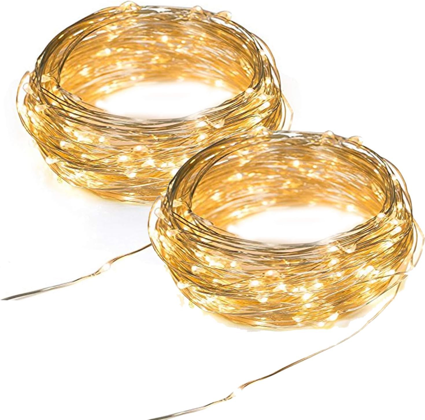 2 Waterproof Indoor Outdoor Battery Operated Copper Wire String Lights with Timer Starry Fairy Rope Lighting Bedroom Patio Garden Wedding Party Christmas Decor Decoration 6.6ft 20 Mini LEDs Warm White
