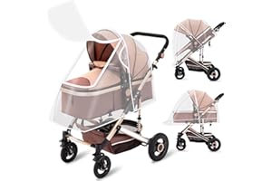 Large Stroller Rain Cover: 7kg-14kg Clear Weather Shield with U-Shaped Skylight & White Trim – EVA Material, Waterproof & Win