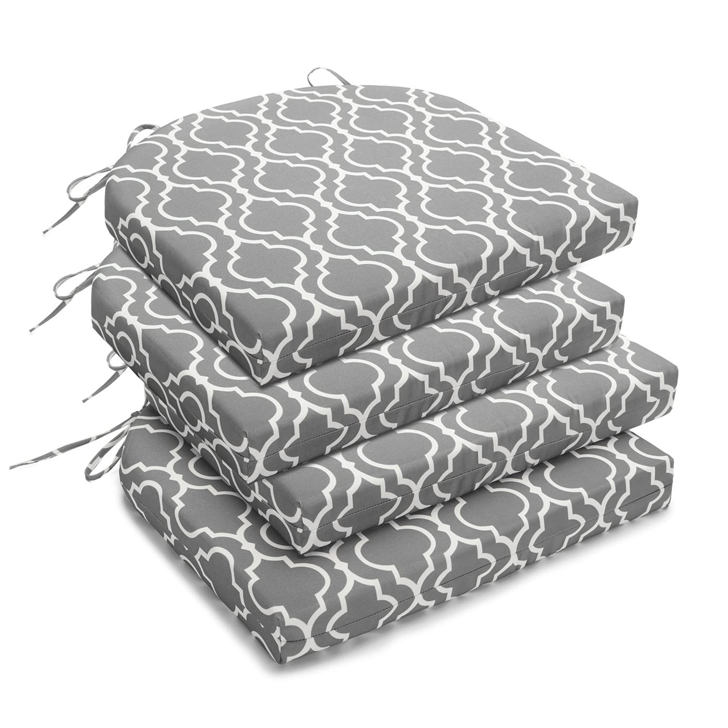 Photo 1 of downluxe Outdoor Chair Cushions Set of 4 for Patio Furniture, Water-Resistant Patio Chair Cushions with Ties, High Density Foam Outdoor Seat Cushion, 17" X 16" X 2", Grey Gourd