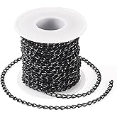 Pandahall 32.8 Ft Black Aluminium Curb Chain 7x4x1mm Black Aluminium Thin Chain Rack Plating Twisted Link Chains for Jewelry Making Necklace Bracelet