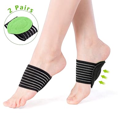 Foot Arch Supports - Cushioned Compression Sleeves - Helps Plantar Fasciitis Flat Feet Fallen Arches Achy Feet - Men and Women 2 Pair Value Pack