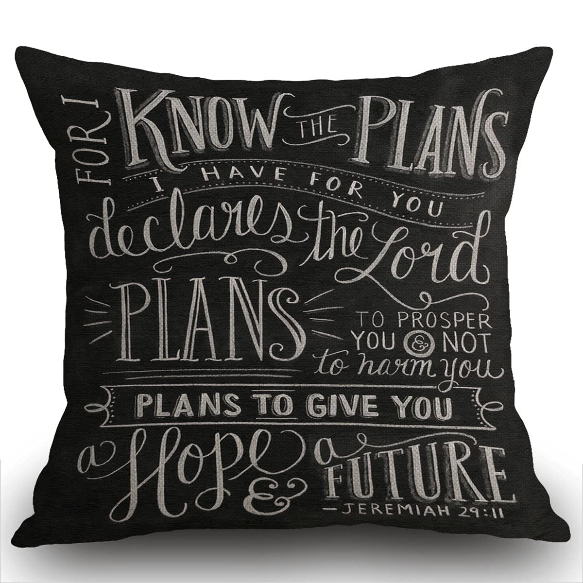 Smooffly Vintage Bible Verse Scripture Quotes Psalms Sayings Cushion Cover 45x45 cm,Christian Bible Verse Jeremiah 29:11 God Hope Future Faith Throw Pillow Cover Pillow Case for Sofa 18x18 inches